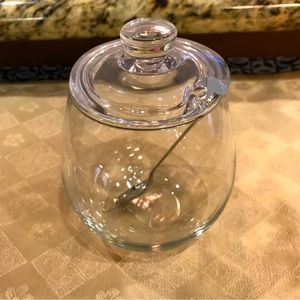 Large Glass Sugar Bowl Spice Jar with Lid and Stainless Steel Spoon